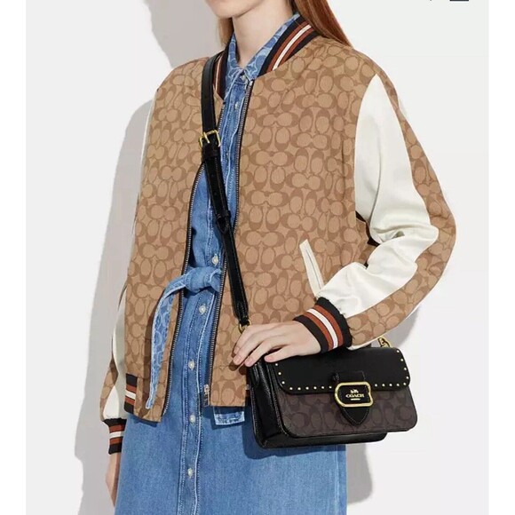 Coach CE563 Morgan Shoulder Bag Crossbody Colorblock Signature With Rivets NWT - Picture 10 of 11